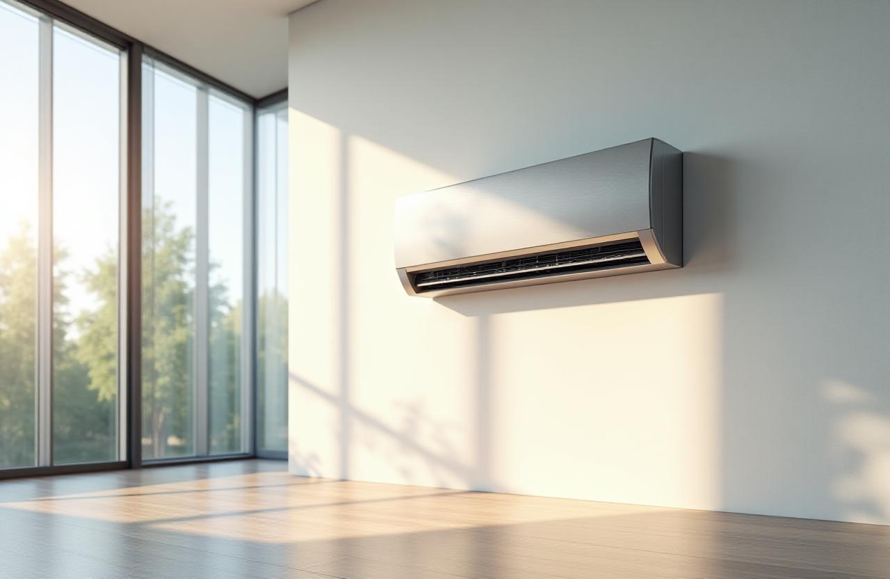 Modern energy-efficient air conditioning unit installation