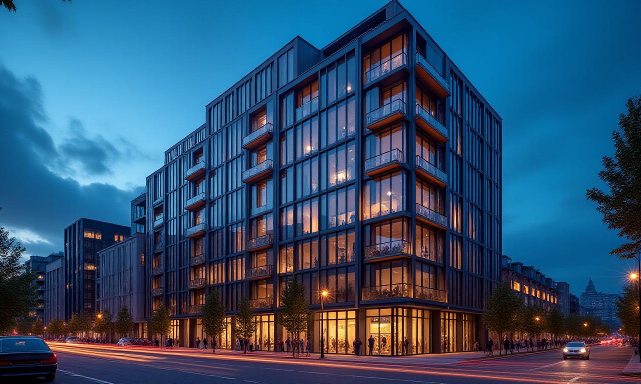 Modern mixed-use building with sleek architecture